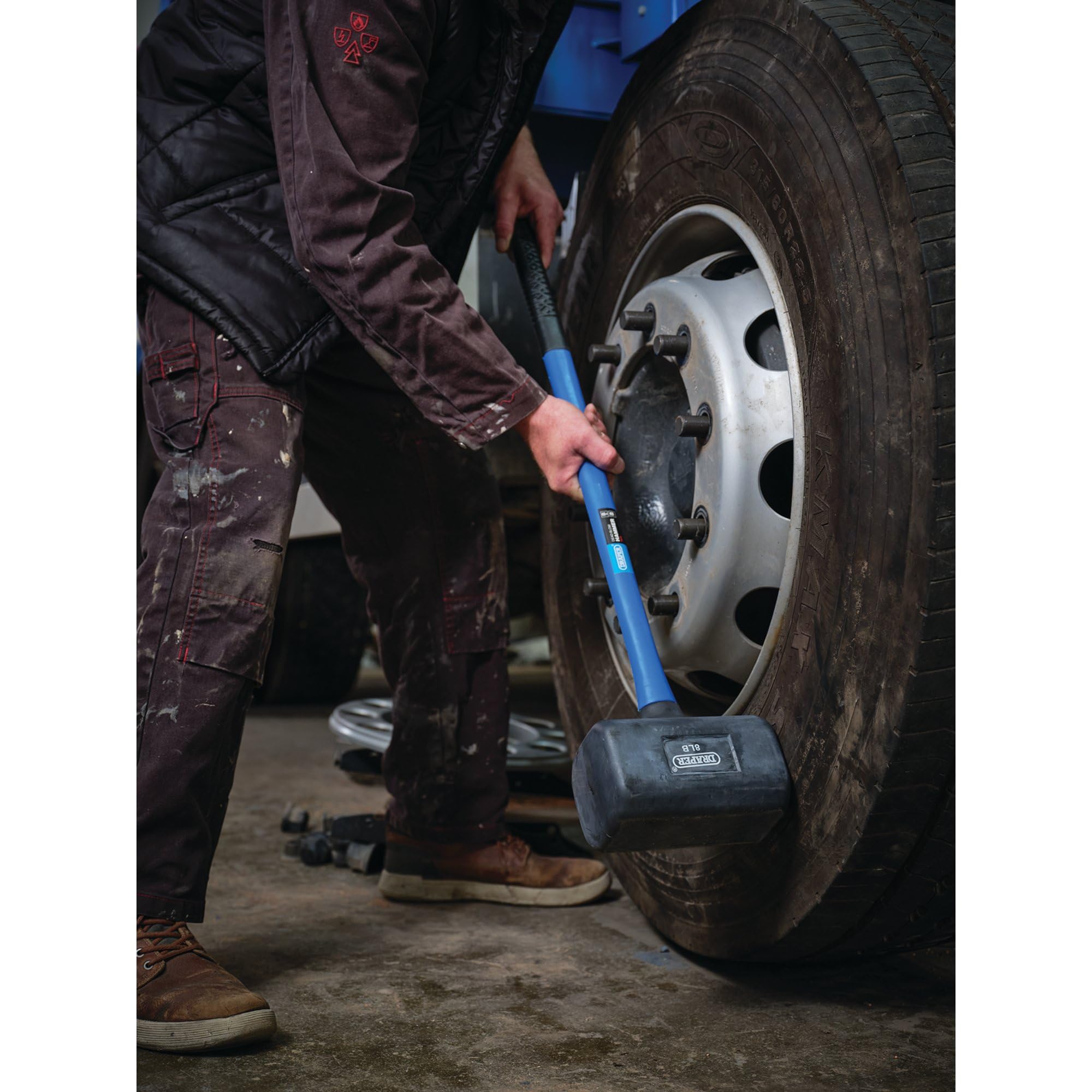 Draper DBH35 mazzuola gomma Mallets con asta in fibra di vetro, blu