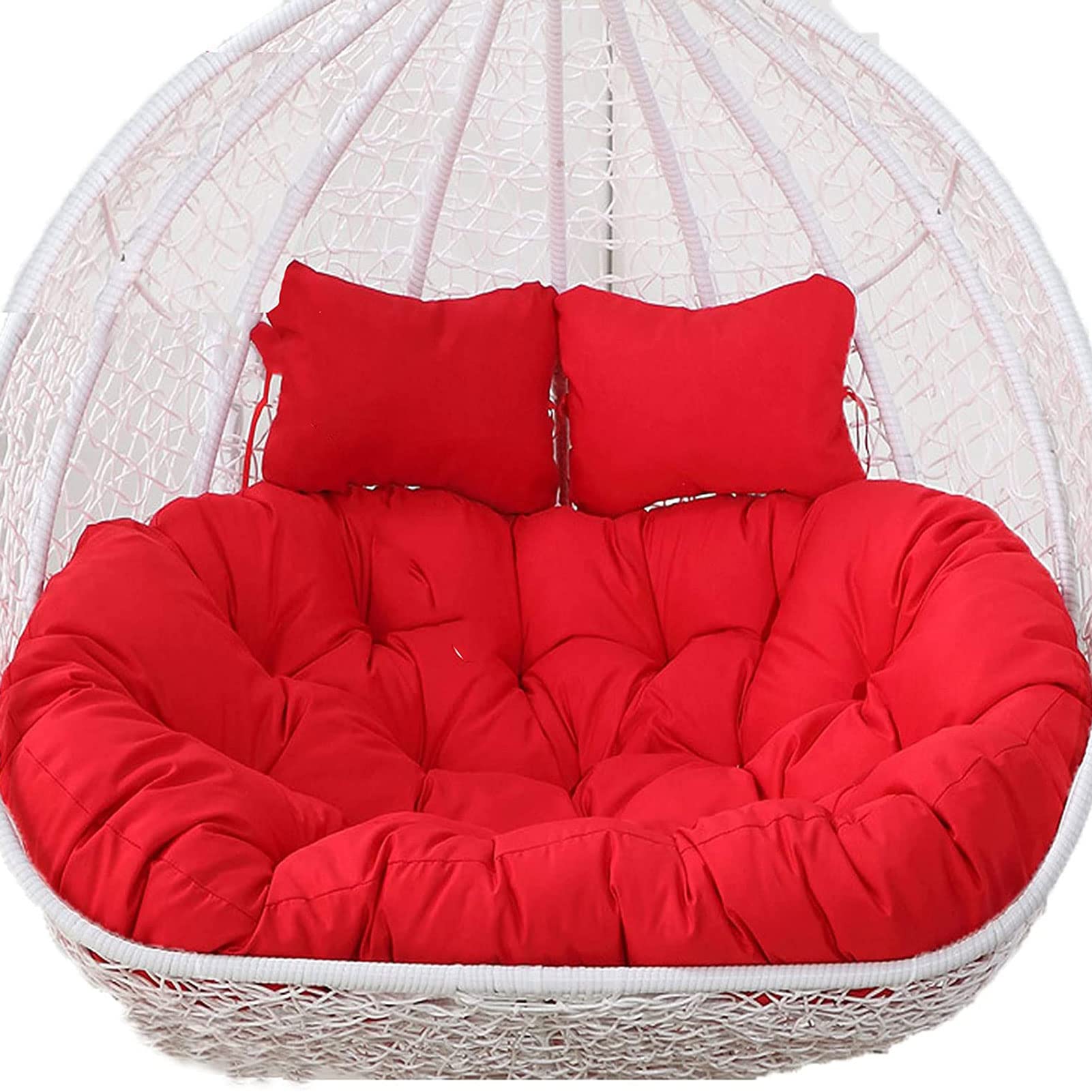 Yadlan Double Egg Chair Cushion Replacement, 2 Person Hammock Swing Chair Cushion, Waterproof and Detachable 2 Seater Hanging Basket Chair Cushion for Garden Indoor Outdoor(Color:Red)
