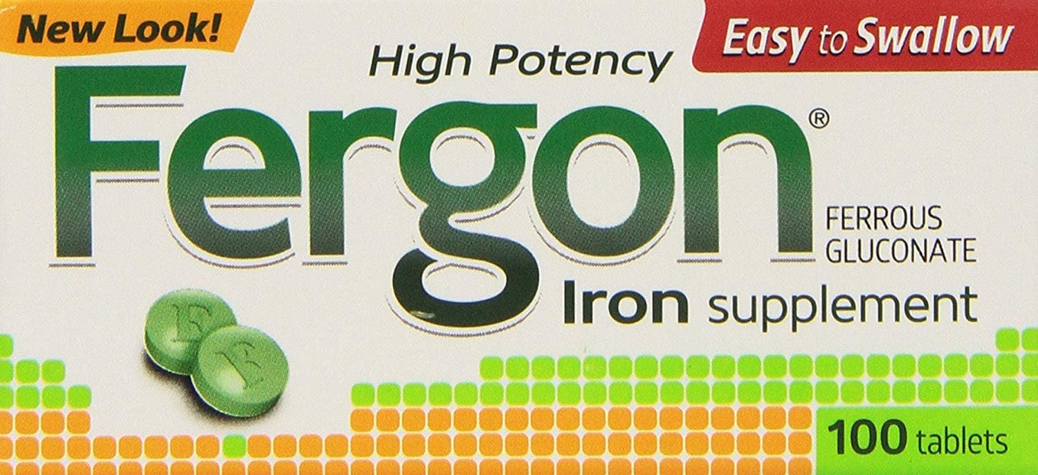 Fergon Iron Supplement Tablets - 100 ct, Pack of 3