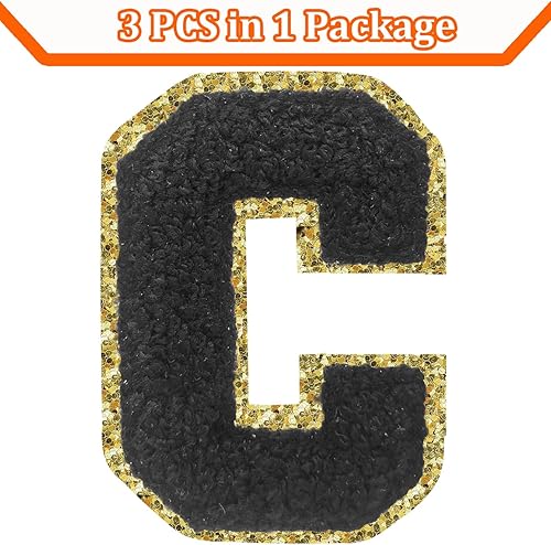 Miniatura 51 de Parches de letras termo-adhesivas de felpilla para chaquetas, parches de letras universitarias con brillantina para planchar en la letra azul A