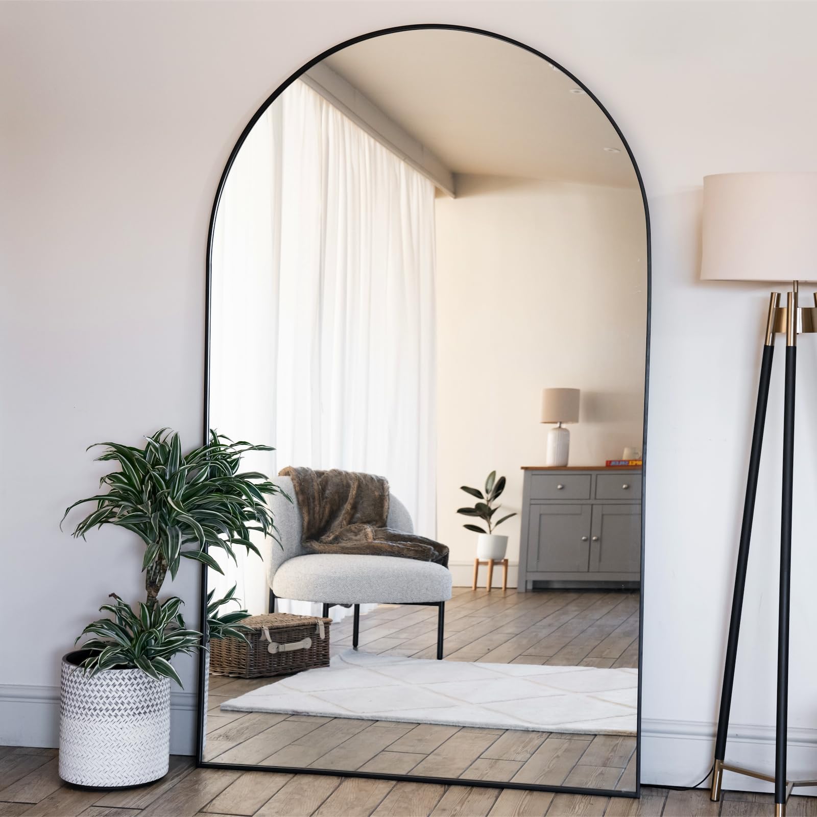 Jobu | Full Length Black Metal Arched Mirror - 200cm x 120cm | Akiko