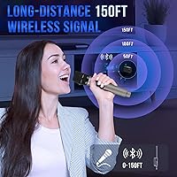 Vista 2 de Micrófonos inalámbricos, sistema de micrófono dual de karaoke, Microfonos Inalambricos con receptor recargable, juego de micrófono dinámico