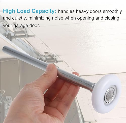 Miniatura 5 de uxcell 2 rodillos de nailon para puerta de garaje de 1.8 pulgadas para pista de garaje de 2 pulgadas, ruedas de puerta de garaje silenciosas de
