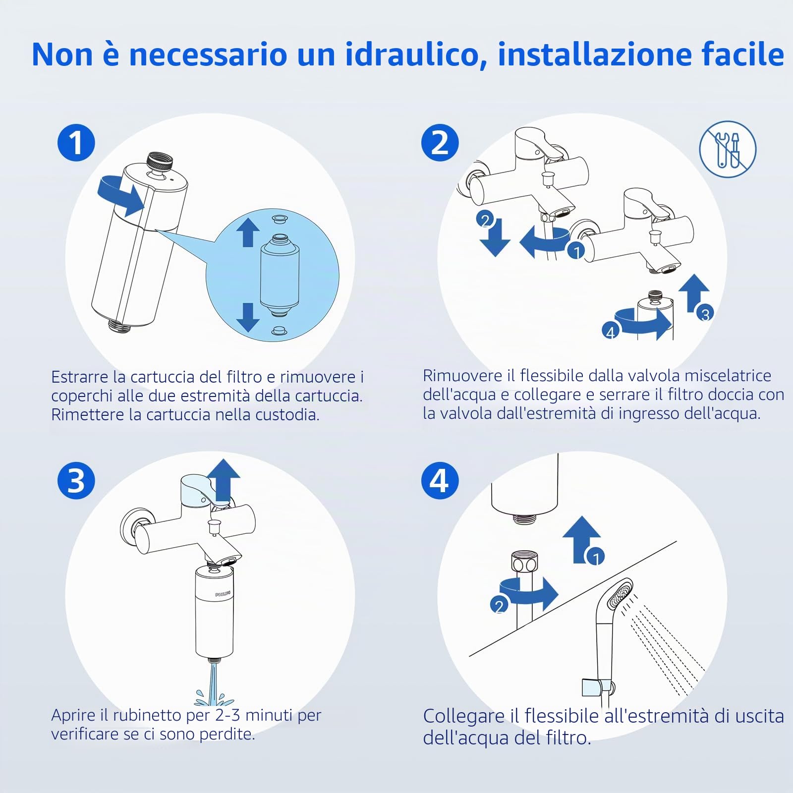 Philips, filtro doccia a 3 stadi, addolcitore d’acqua, doppia rete e materiale KDF certificato NSF, riduce cloro, impurità, residui di ruggine, per soffione doccia portatile (set di filtri per doccia)