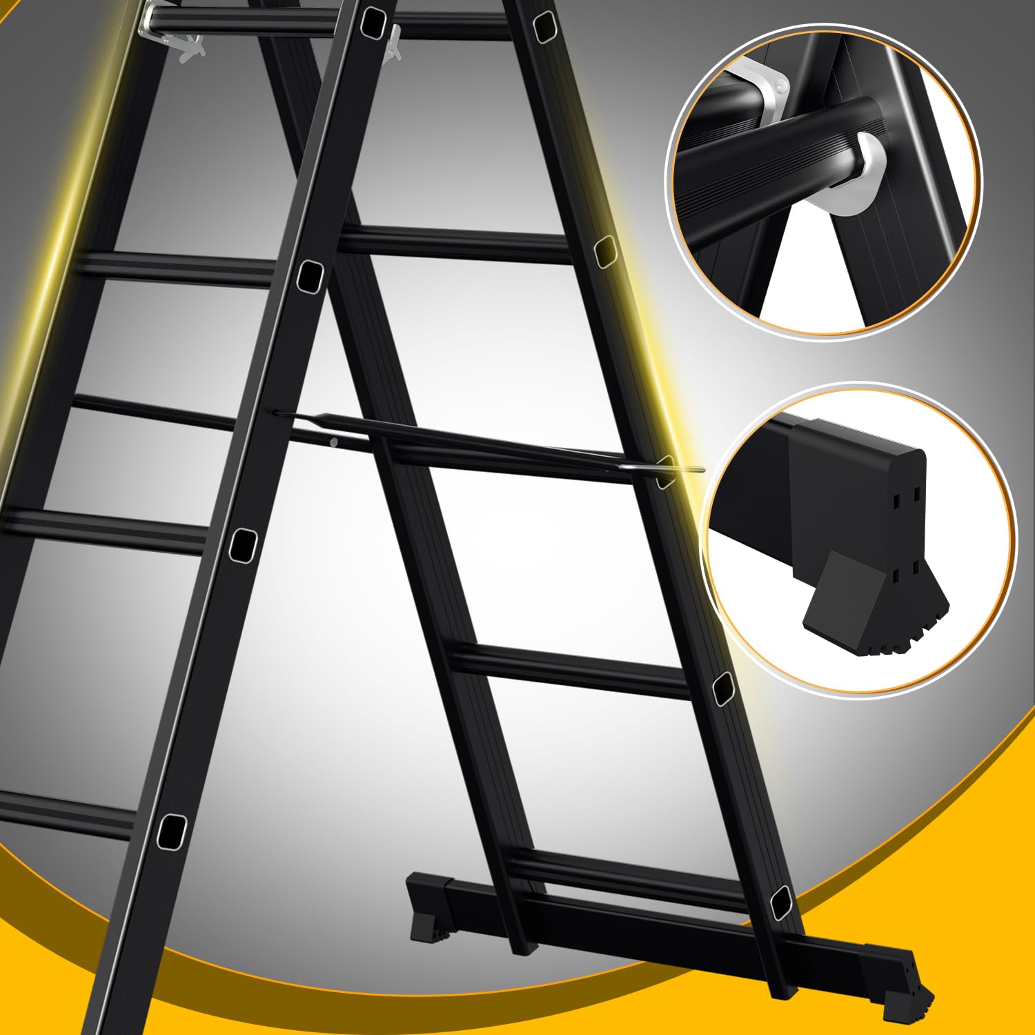 Scala Telescopica Multifunzione 3 In 1 - Alluminio 402cm Portata 150kg - Pieghevole E Regolabile - Foto 12