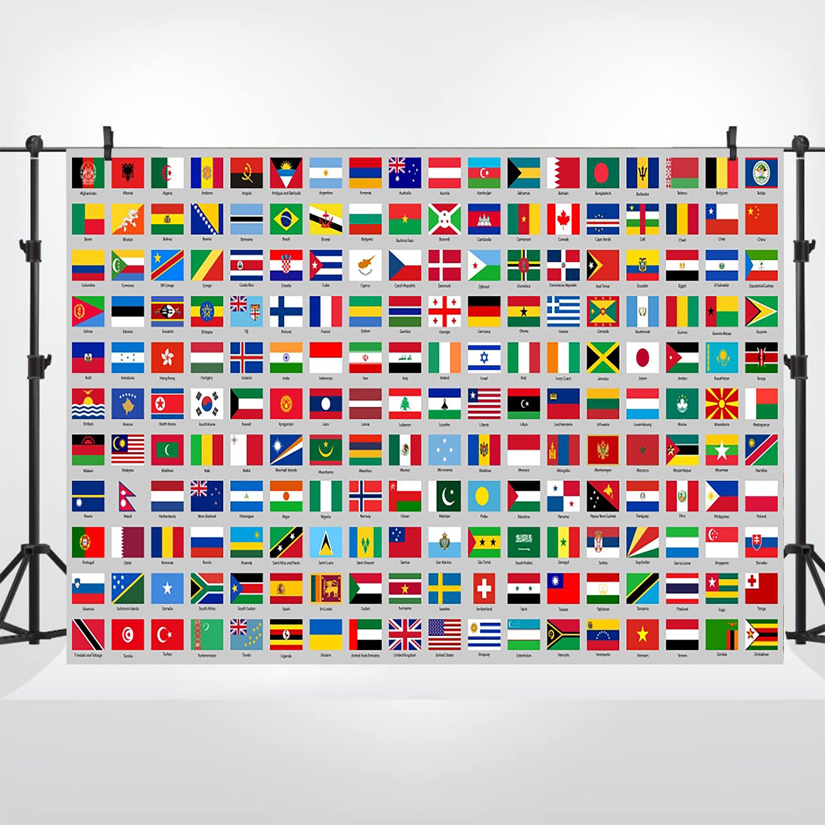Fotohintergrund Weltflaggen – Vinyl, Für Studio, Party, Schule, Ca. 2,0 X 1,5 M