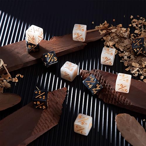 Vista 14 de Sumind 24 dados mágicos de contador de vida -1/+1 contadores Commander Buff Tokens de 6 caras, regalos de lealtad para la vida, compatibles