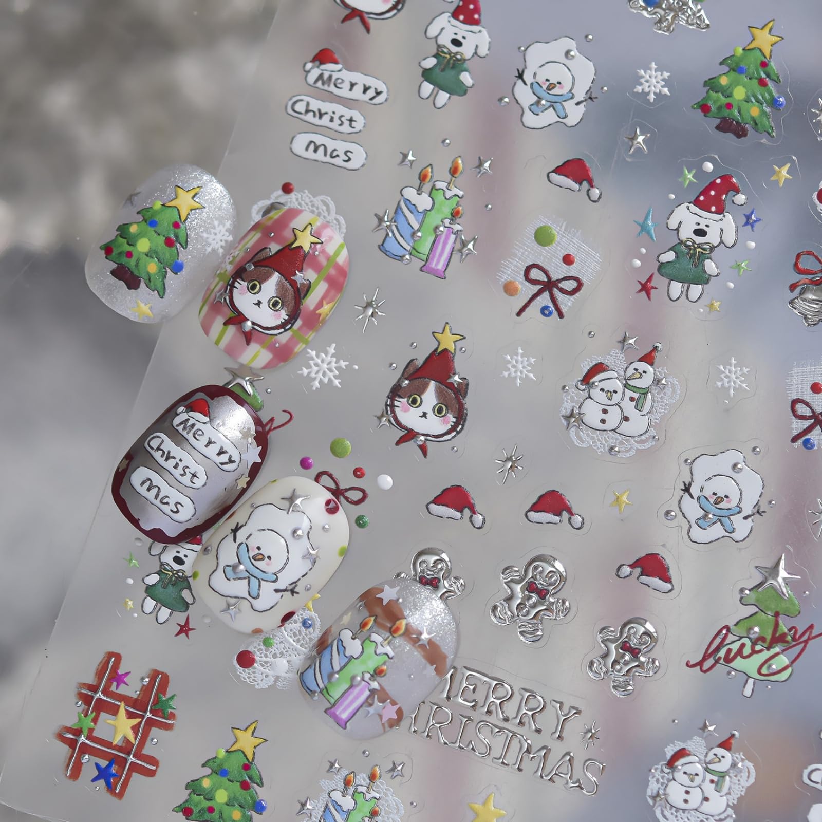 Christmas Nail Stickers Decals Gingerbread Man Nail Art Stickers Design
