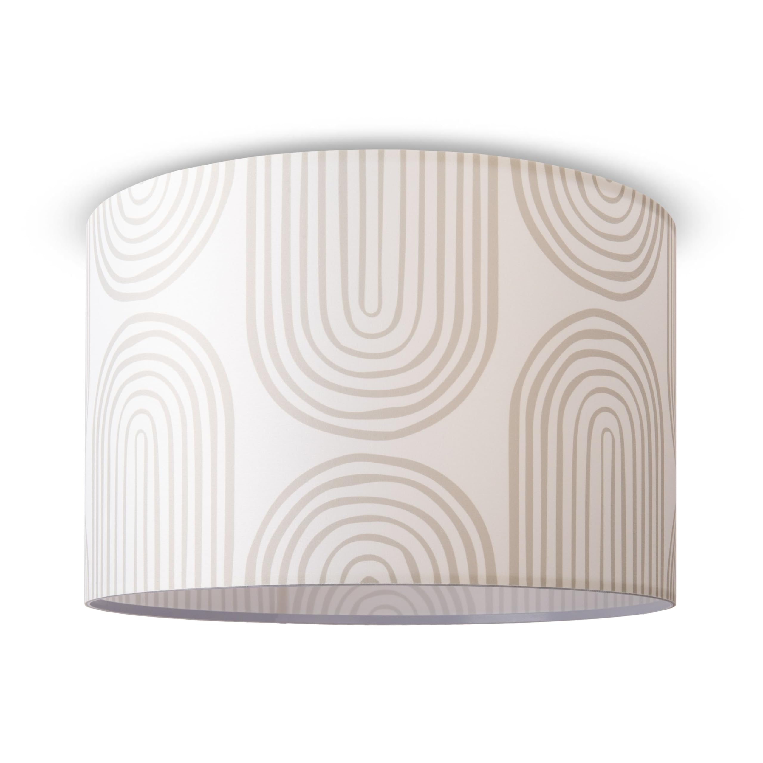 Paco Home Deckenlampe Wohnzimmer Pendelleuchte Esstisch Schlafzimmerlampe Lampenschirm Stoff Modern Abstrakt E27 Lampe, Farbe:Design 6 (Ø45,5 cm), Leuchtenart/Farbe:Deckenleuchte - Weiß