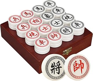 IYUESQ Juego de ajedrez Chino acrílico Xiangqi con Tablero de Cuero, Ideal para Viajes, Juegos de Mesa y Estrategia para 2 Jugadores (Blanco)
