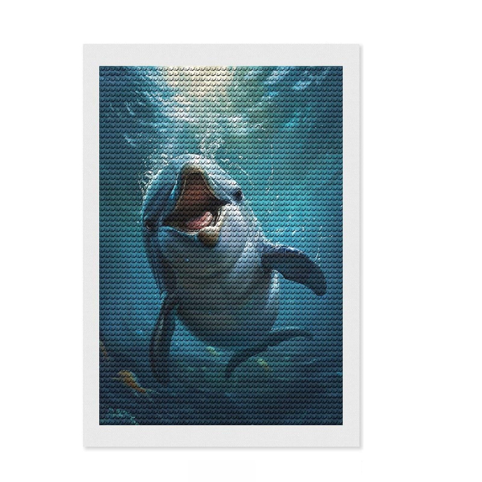 Junmoney Dolphin Full Drill Diamond Painting Kit 8"x12", Relaxing DIY, Aesthetic Room Decor, Modern Decor, Decor Project