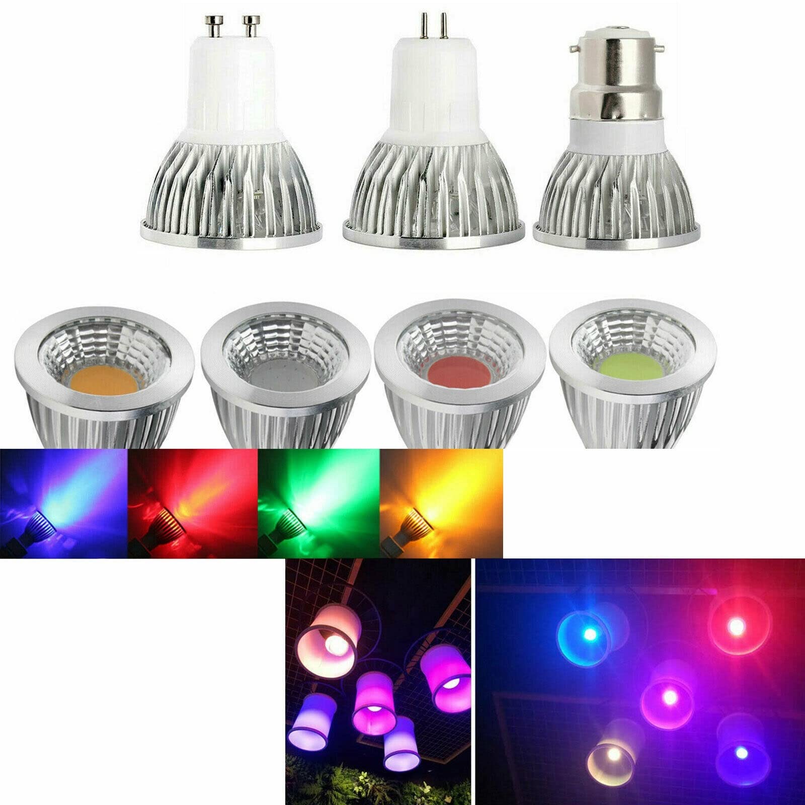 Light, 10 lampadine LED COB AC220V E14/E27/B22/GU10/GU5.3 6W/9W/12W Lampada da festa a casa (Yellow 9w,E14)