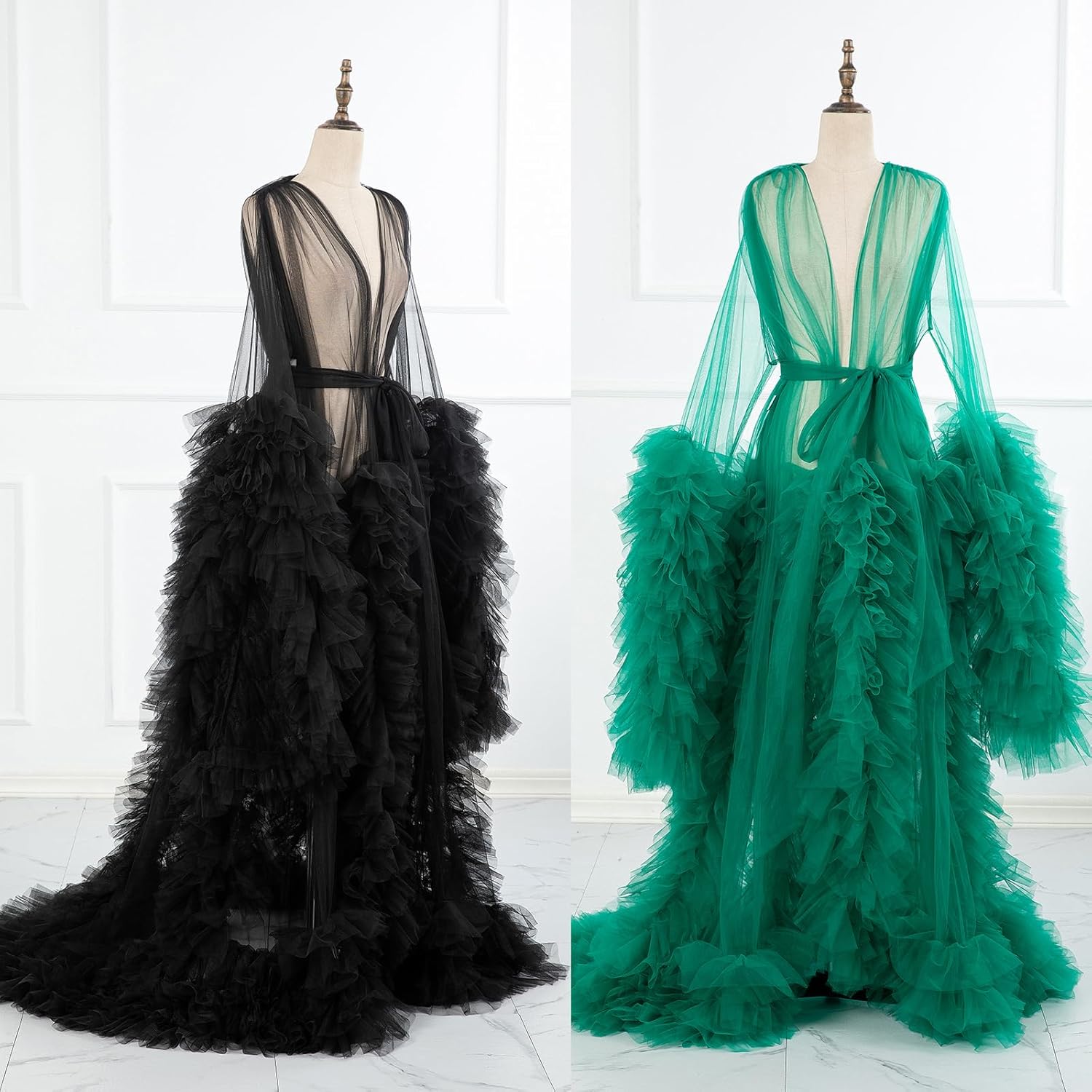 Tulle maternity robe for photoshoot Lingerie for Women Old Hollywood Robe Nightgown Tulle Bathrobe