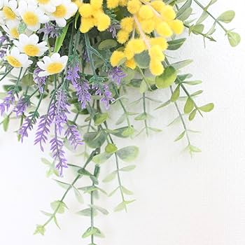 お得なセット ミモザとアンティーク紫陽花のリース＆スワッグセット 春