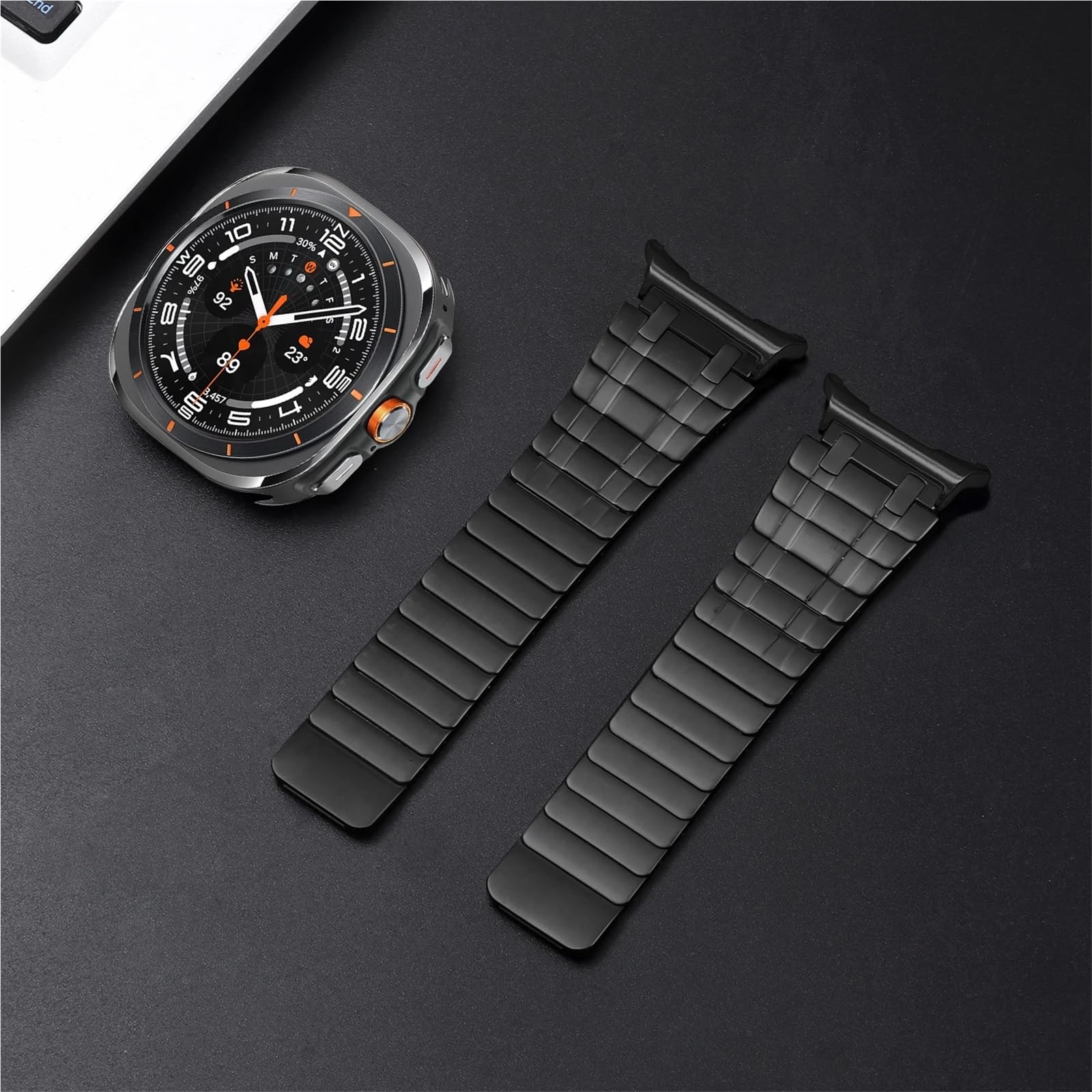 JDIME Bracciale stile AP in metallo magnetico resistente per cinturini Samsung Galaxy Watch Ultra 47 mm Cinturino ad anello in acciaio inossidabile 304