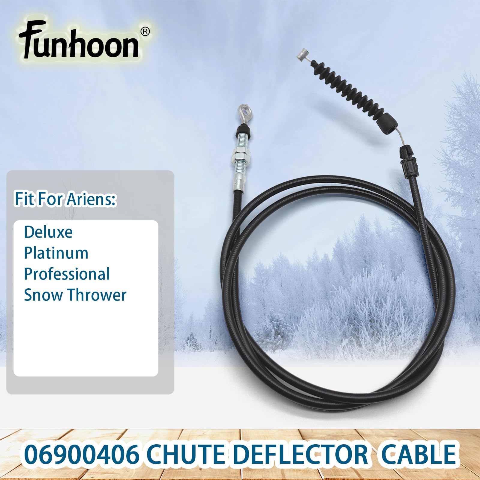 Funhoon 06900406 Câble de commande de déflecteur de goulotte pour souffleuse à neige Ariens Deluxe et Pro remplace 06900018