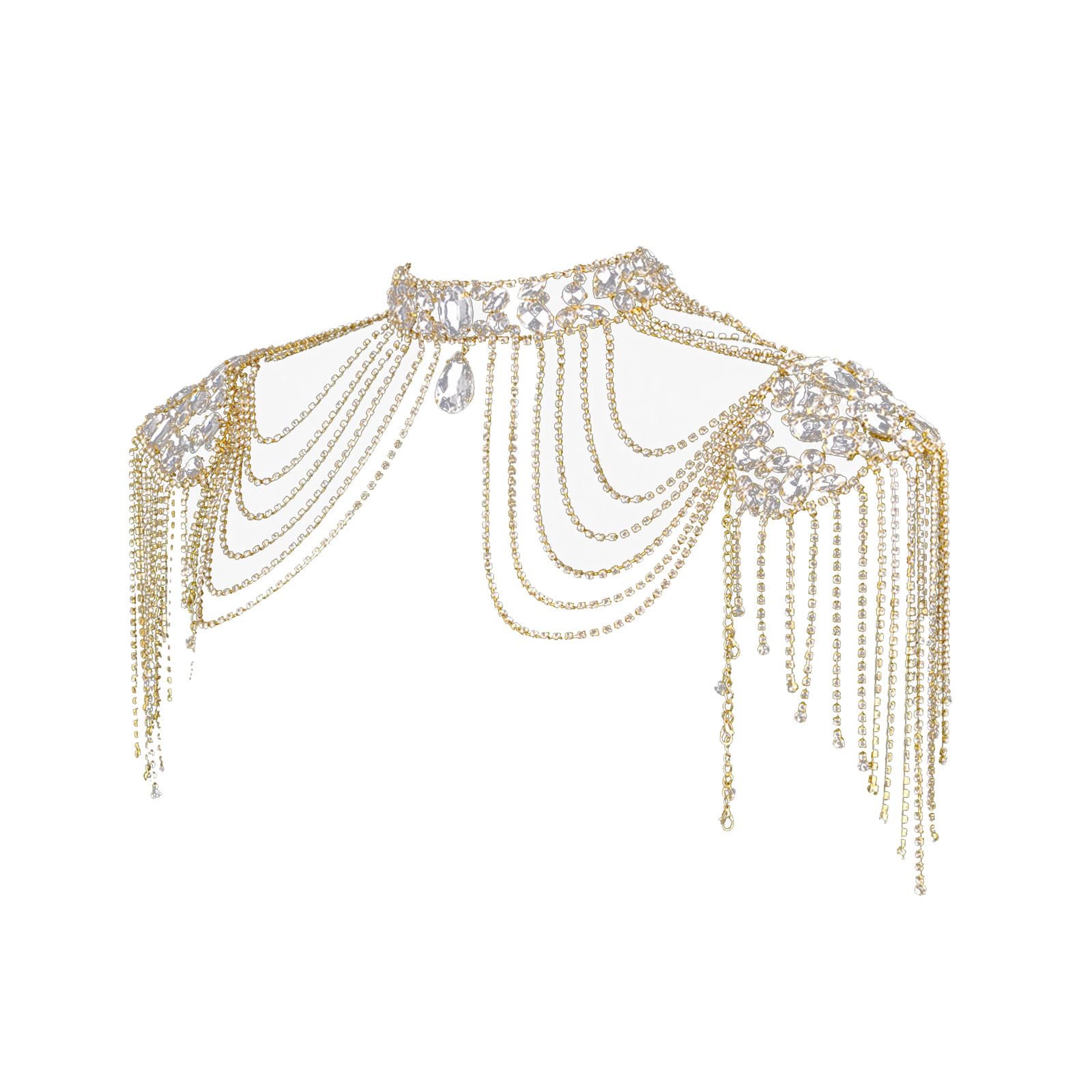 Kristallquasten Armkette Damen Körperschmuck Mehrschichtiger Schulterkörperschmuck Schulterkette Halskette für jeden Anlass Mehrschichtig