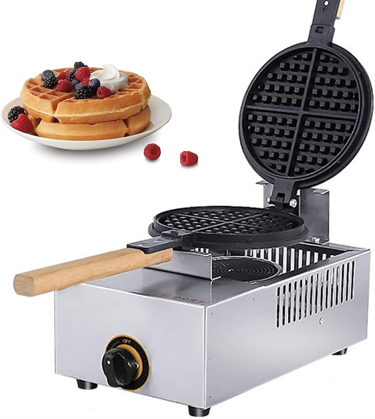 Máquina para hacer gofres belgas comerciales, sartén antiadherente, máquina para hacer conos de gofres para restaurante, fácil de limpiar, adecuada para restaurante doméstico (Style2 )