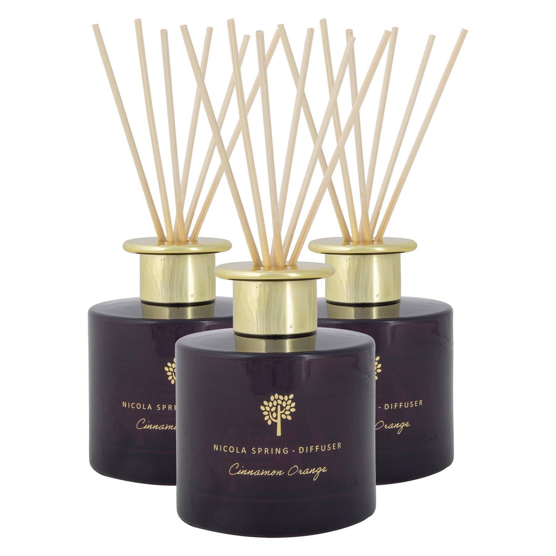 B&Q -  3X Cinnamon & Orange Scented Reed Diffusers200MlAromatherapy 6 Sticks Air Freshener Home Fragrance