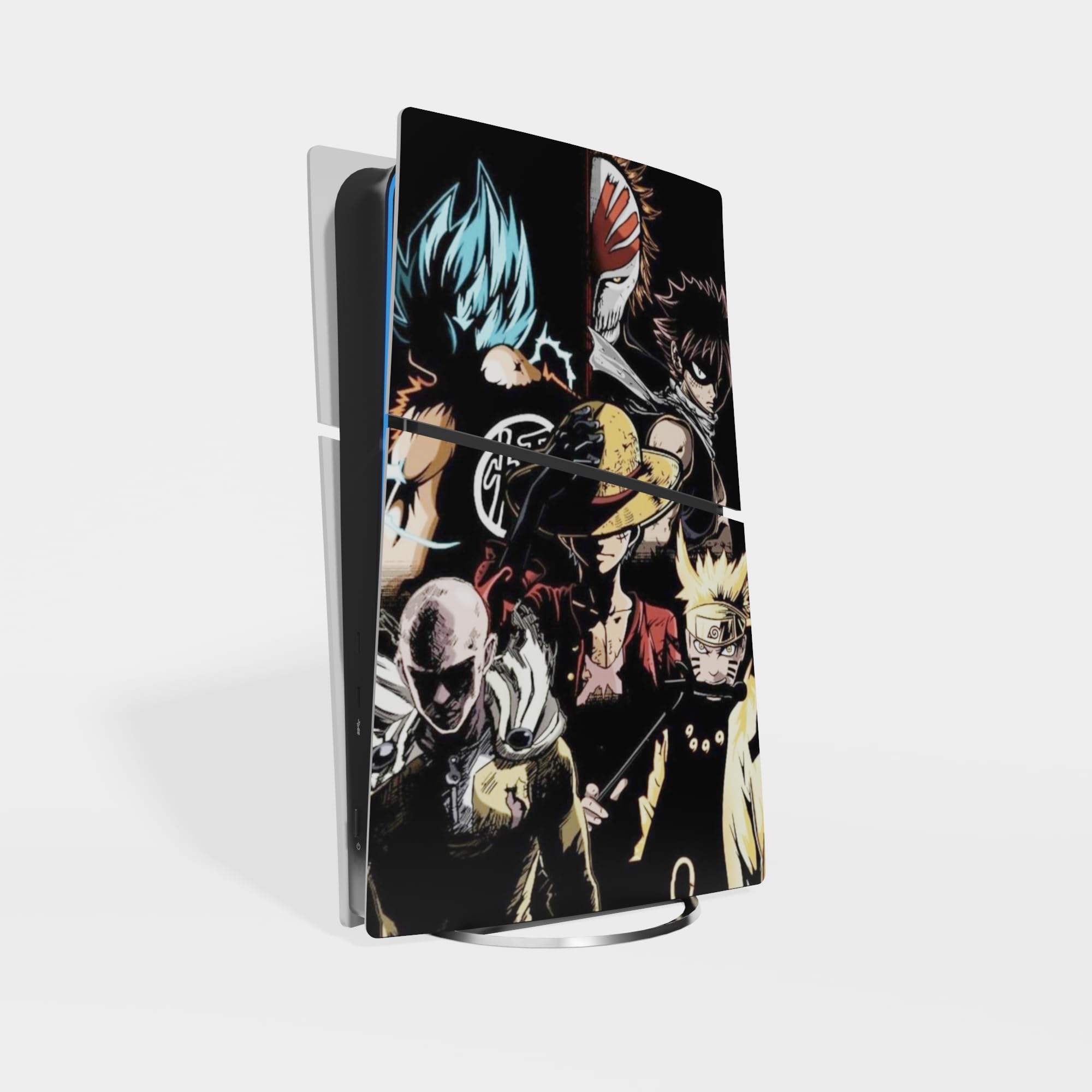 MaD Vision® Kit de Skins Extra-résistants pour PlayStation 5 (PS5) Slim Disc et Slim Digital | Ensemble de Stickers vinyles Mats pour Console et 2 manettes – pour Anime Design - 3