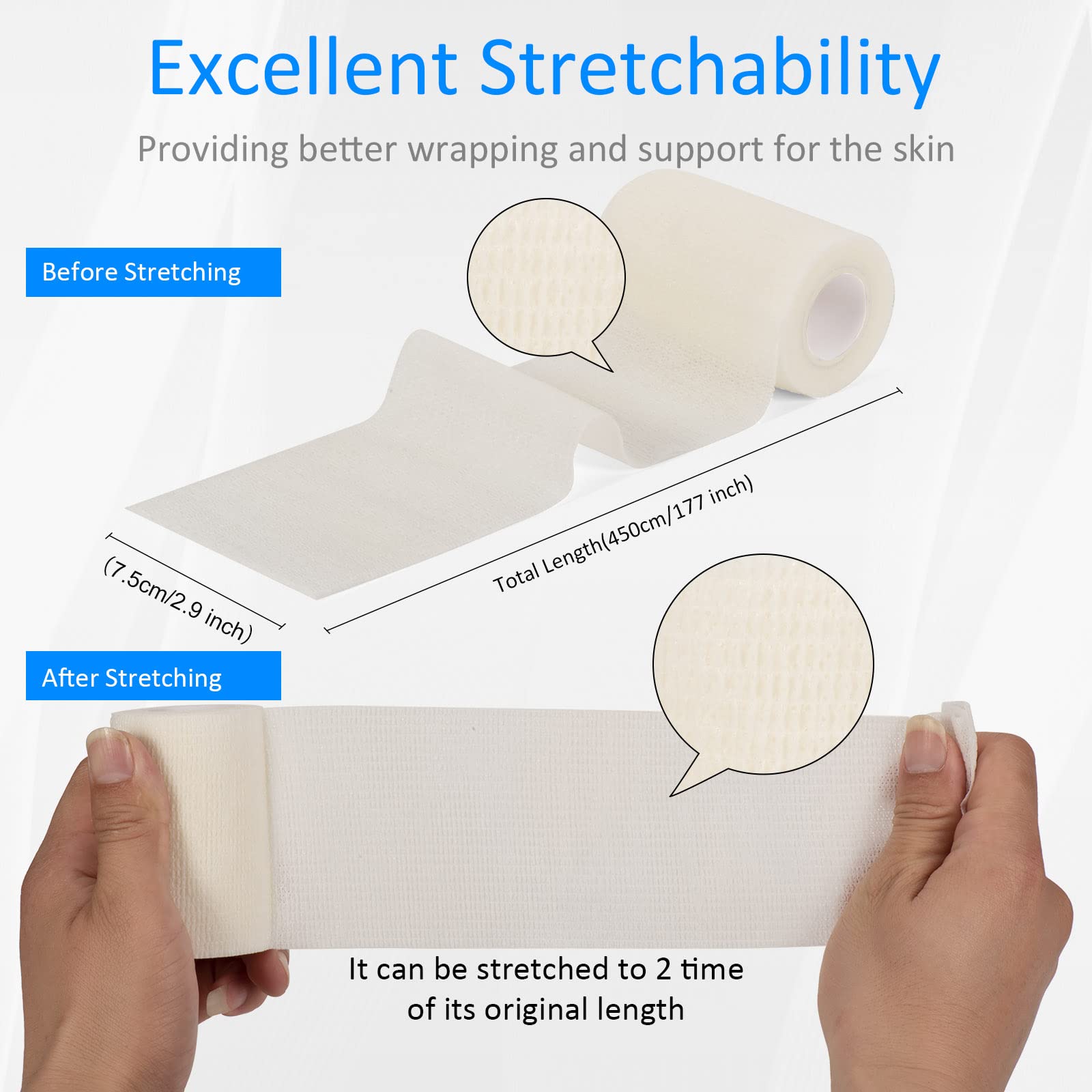 Benda Elastica Coesiva - 8 Rotoli Da 2.5 Cm X 4.5 M Per Sport E Medicazione - Foto 5