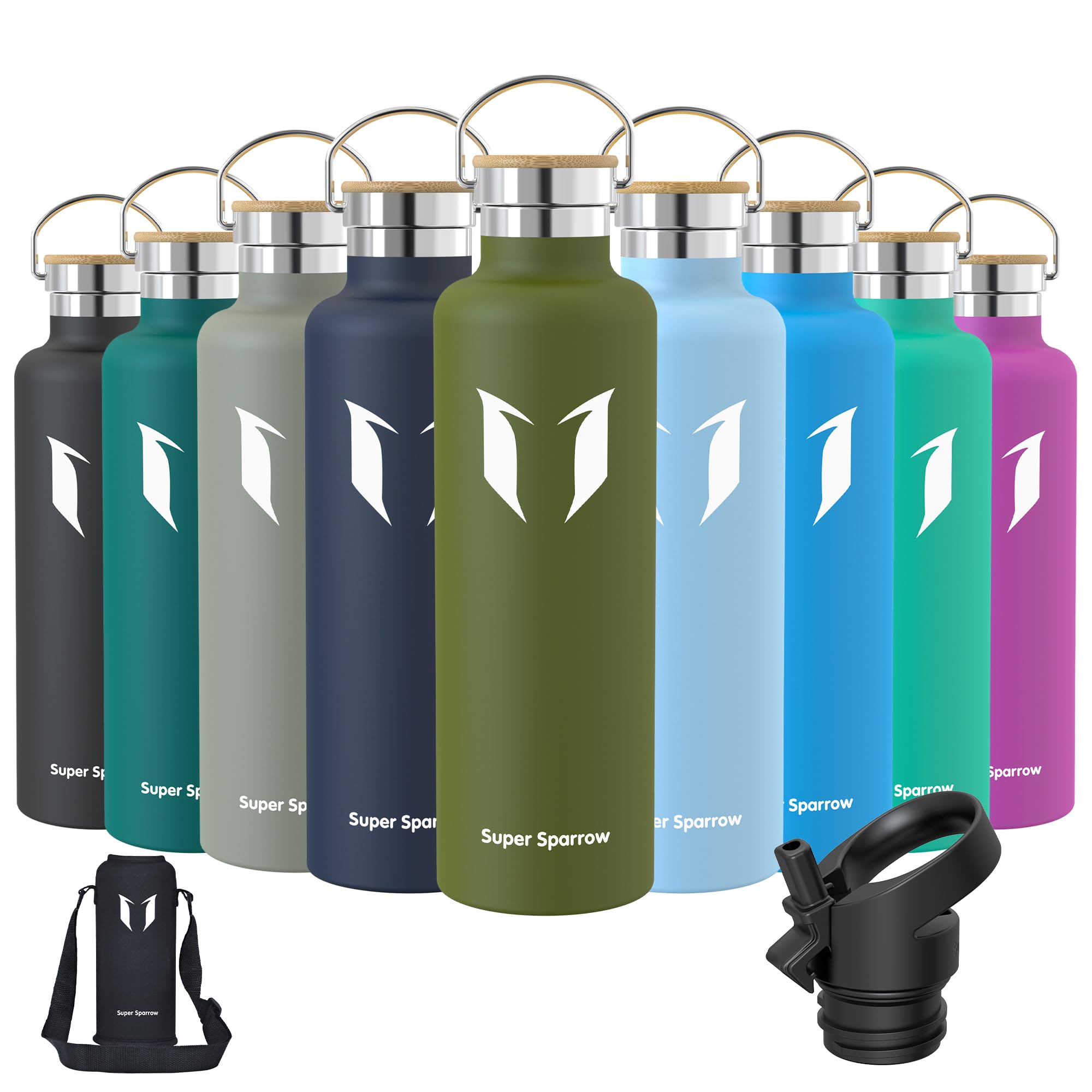 Super Sparrow Botella Agua Acero Inoxidable - Botella Agua Niños - 500ml/750ml/1L - Botella Termica Boca Estándar - Sin BPA, para Niños & Adultos, Deporte, Oficina, Yoga, Ciclismo — view 47