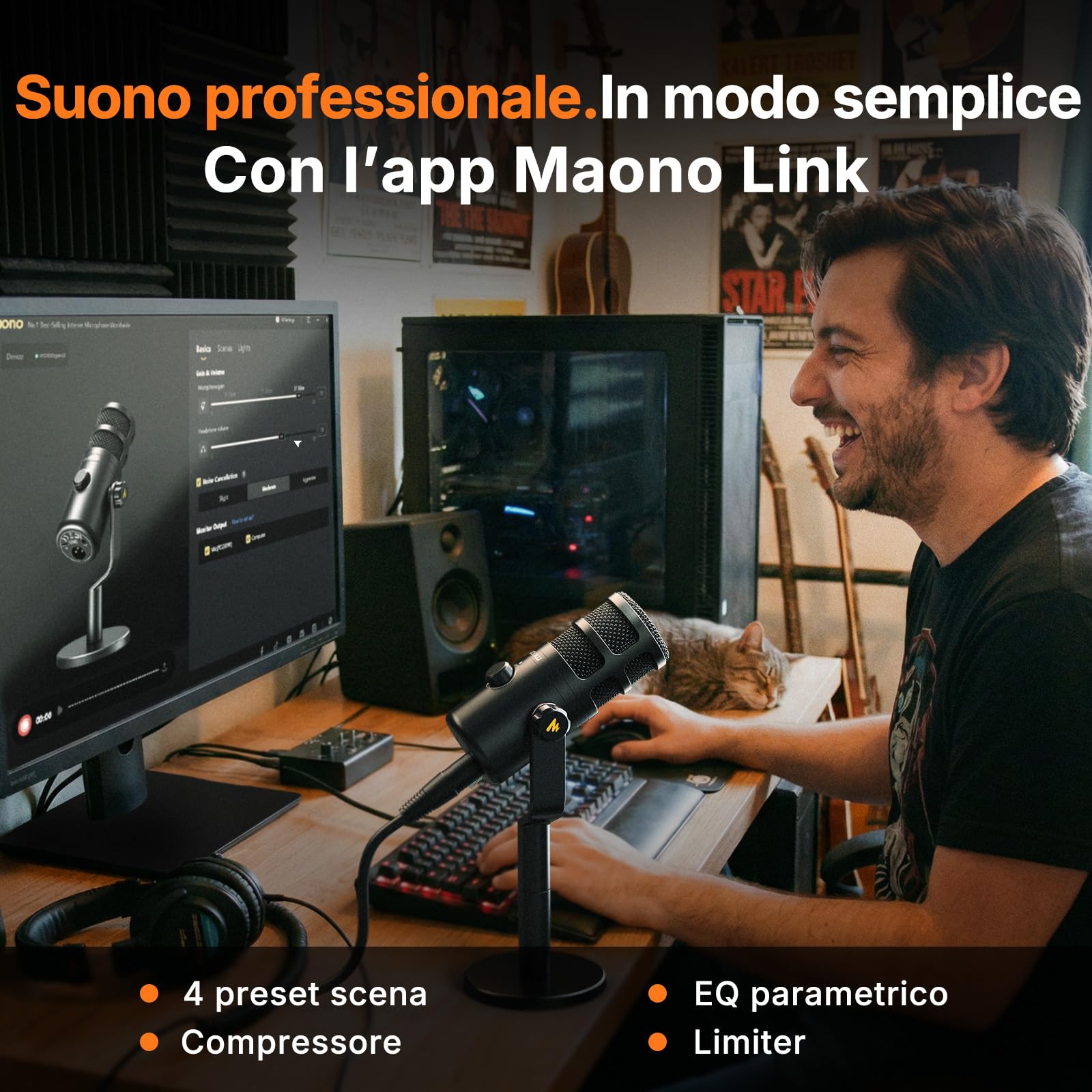MAONO PD100 Gen2 Microfono Dinamico USB/XLR, Audio 192 kHz/24 bit, Struttura in Metallo, Pulsante Mute, Kit Completo con Cavi USB e XLR, per Podcast, Streaming, Gaming e PC
