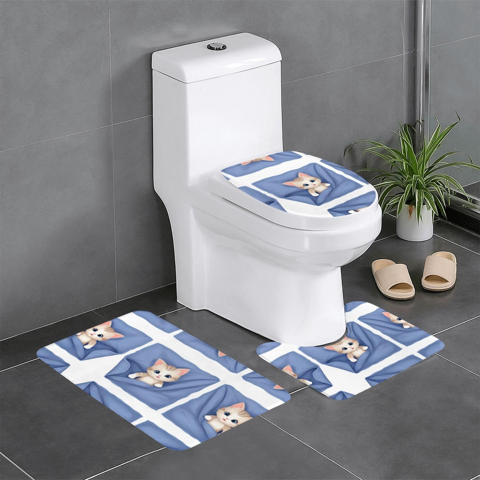 Tapis de bain chaton mignon décoratif pour coiffeuse et coin toilette