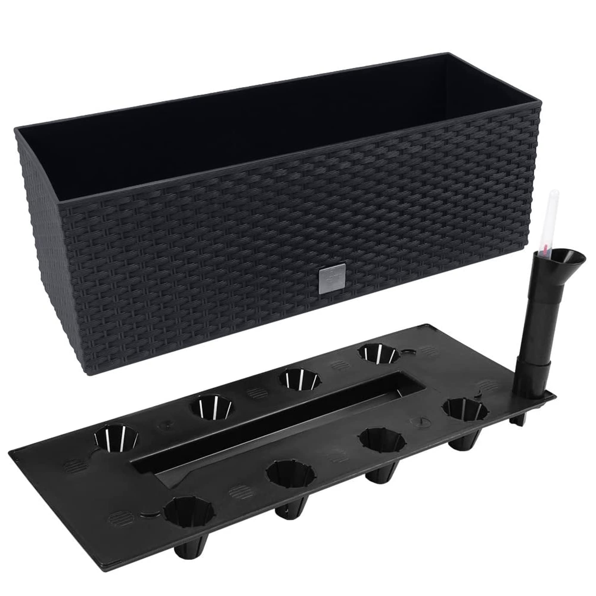 2 unités de jardinière rectangulaire 17 litres avec arrosage automatique couleur anthracite 52 x 20 x 20 x 19 cm