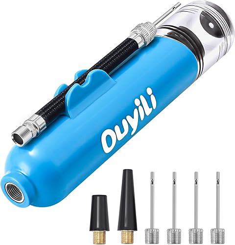 ouyili Kit de bomba de bola deportiva, bomba de aire portátil de doble acción inflable de doble acción perfecta para pelotas de baloncesto, pelotas