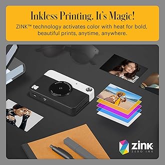KODAK Printomatic Digital Instant Print Camera - Full Color Prints On Zink 2x3" Sticky-Backed Photo Paper (Black) Print Memories Instantly