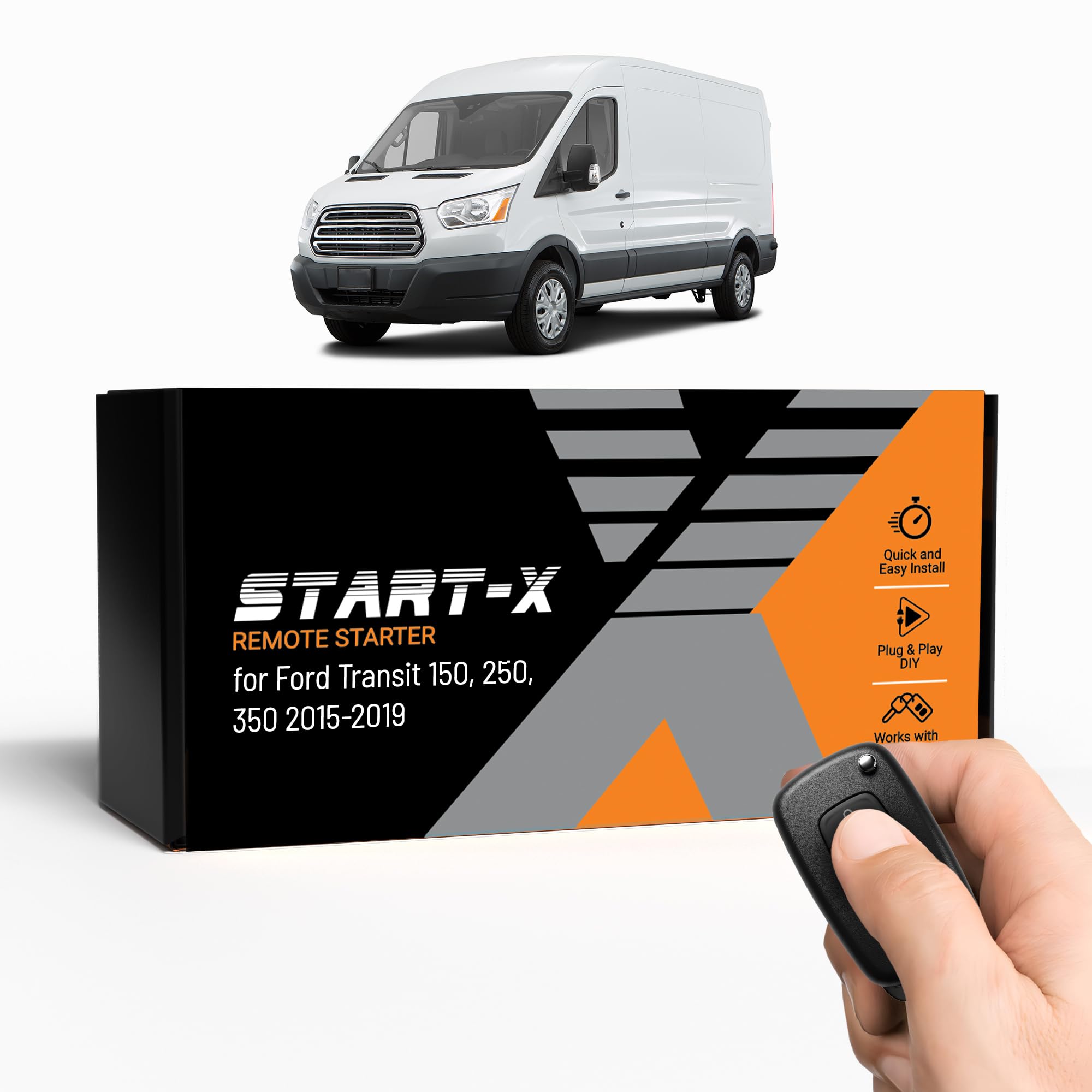 Start-X Remote Starter Kit for Ford Transit 150, 250, 350 (2015, 2016, 2017, 2018, 2019) Vehicles | Key Ignition | Plug & Play Install | Lock 3X to Remote Start