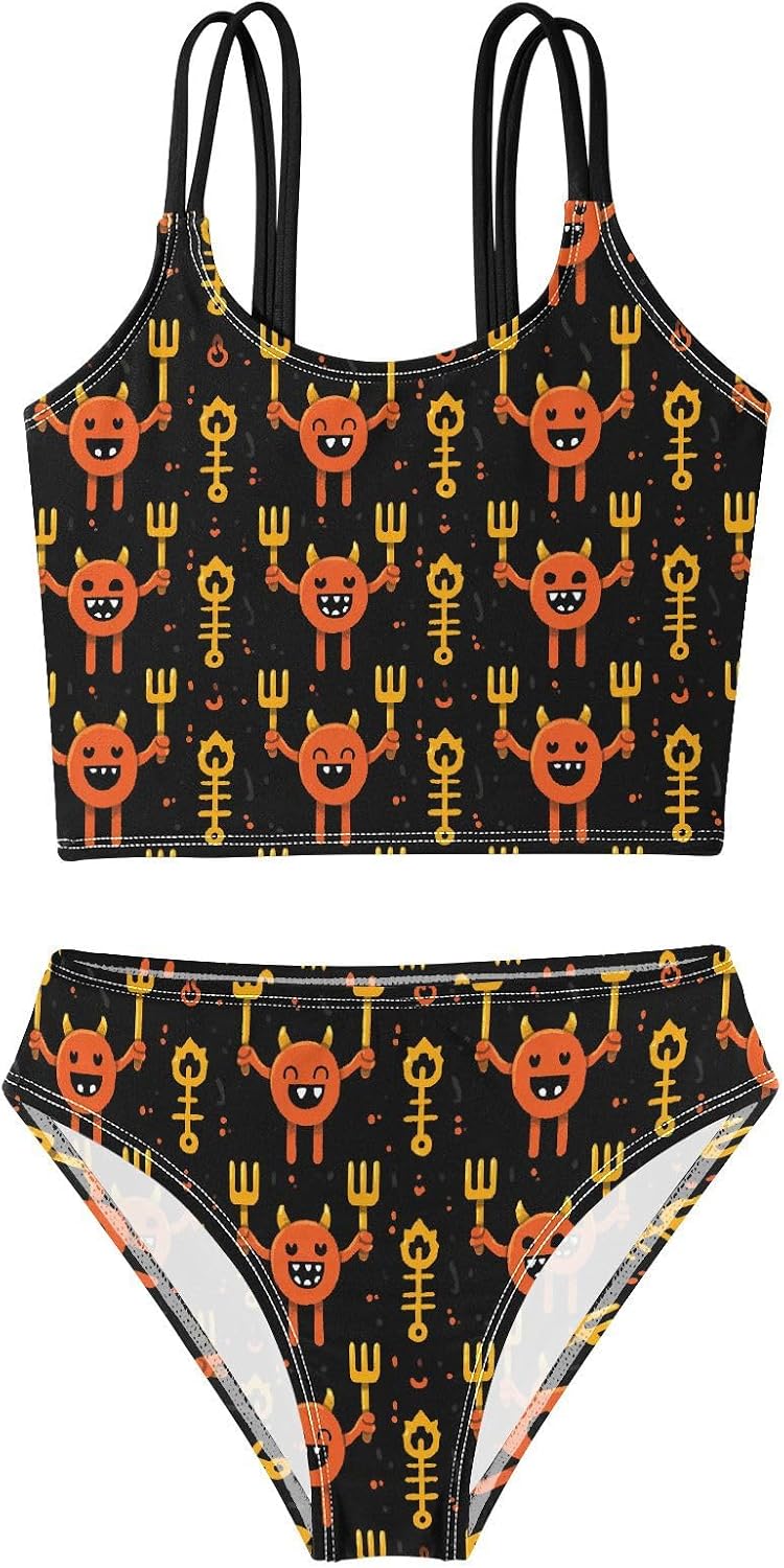 visesunny Girls Two Piece Swimsuits Fork Evil Girl's Bikini Sets Bathing Suits for Girls Size 5-12Y