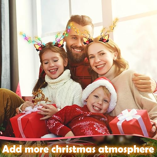 Miniatura 3 de Riceshoot 4 pinzas para el pelo de reno de Navidad, cuernos con luz LED, horquillas para el cabello, diadema colorida de Navidad, orejas de cuerno