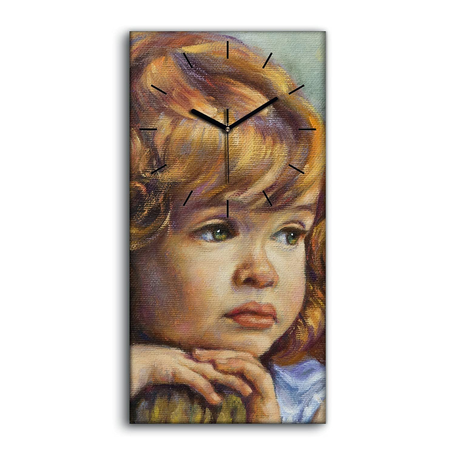 Horloge sur toile 30x60cm art moderne décoration murale salon chambre et aiguilles noires