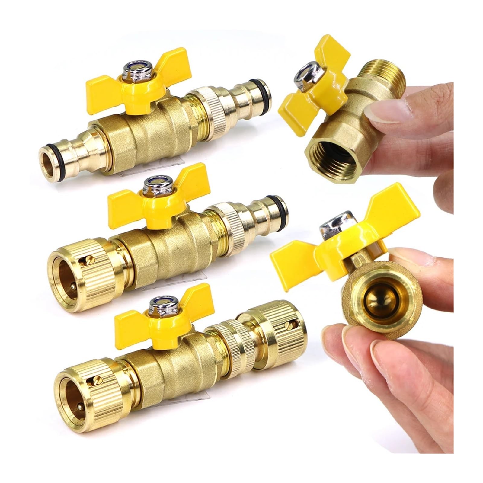 Adapter Węża Z Mosiężnym Zaworem Kulowym 1/2" | Mosiężny zawór odcinający 1/2" Szybkozłącze z końcówką do węża 16 mm(Male to Female)