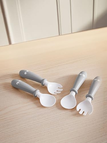 Miniatura 2 de BabyBjörn Cuchara para bebé y tenedor para bebé, 4 piezas, gris, utinsels para bebés, utinsels para niños pequeños, juego de tenedor y cuchara para