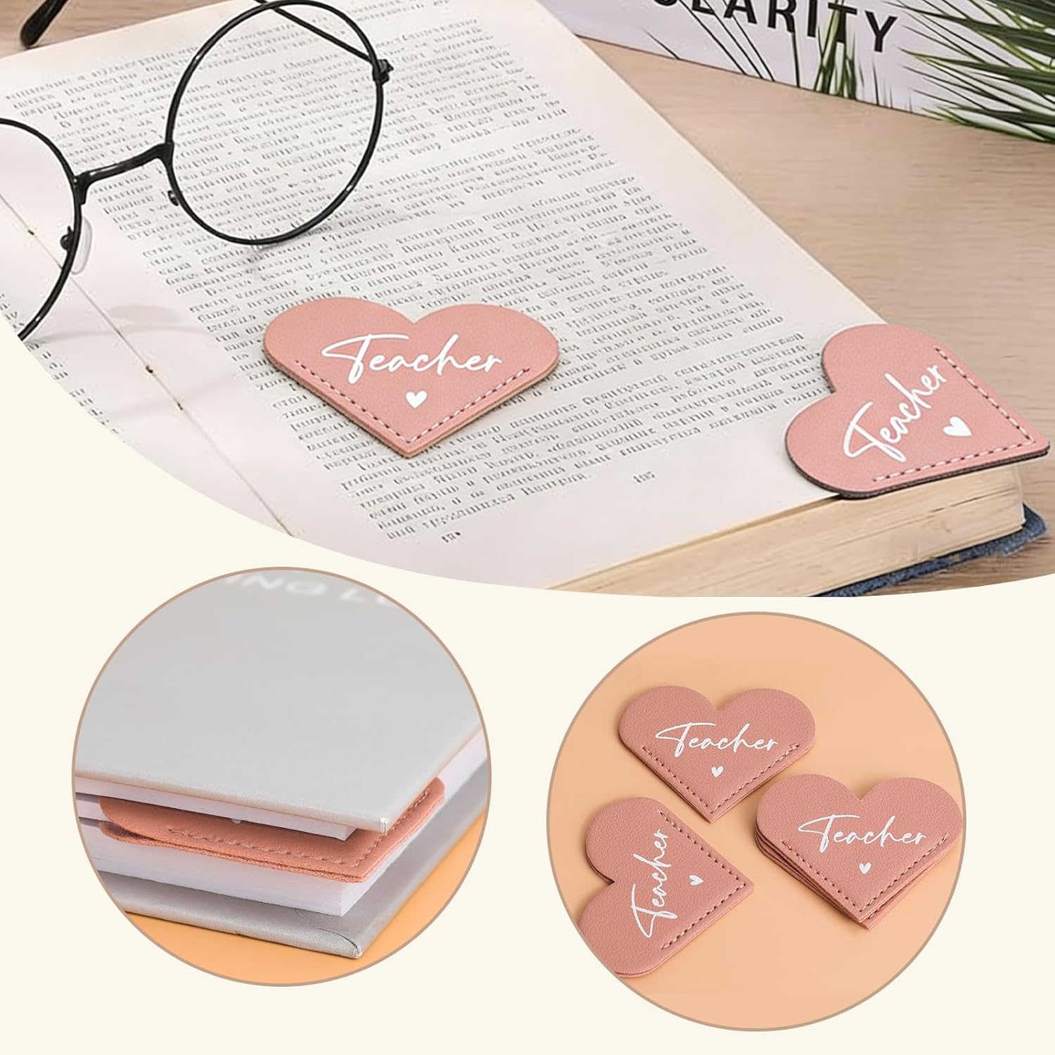 Teacher Appreciation Gifts for Women Set of 4,Teacher Appreciation Gifts in bulk,End of Year Teacher Gifts with Positive Dolls Crystal Keychains Heart Bookmarks