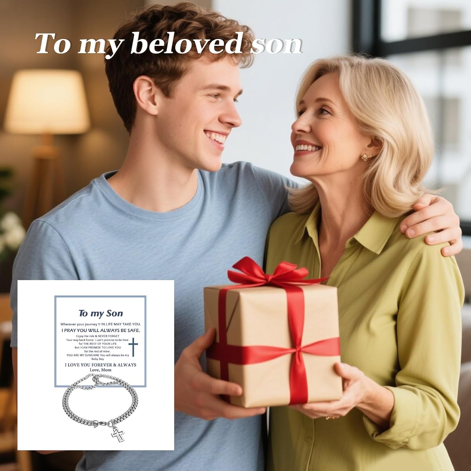To My Son Bracelet from Dad Mom Cross Bracelet Christian Jesus Bracelets Gifts for Men Birthday Inspirational Gifts for Son - Image 5