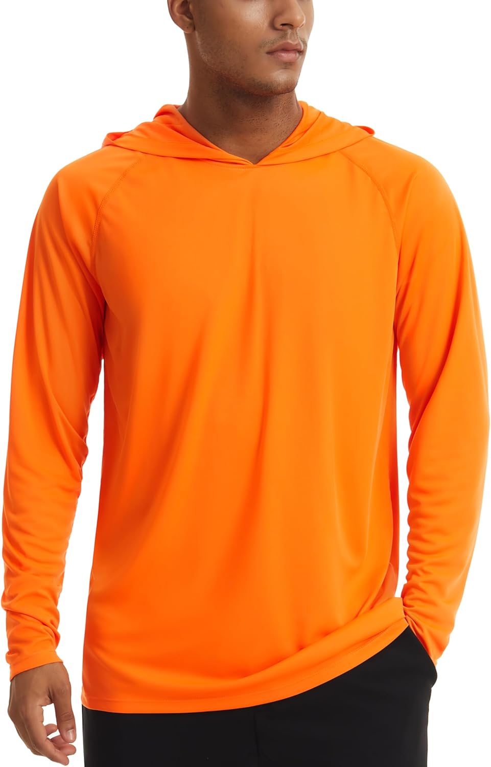 TACVASEN Men's Long Sleeve Sun Protection T-Shirt UPF 50+ Performance Hiking Running Quick Dry Hoodie Orange Large