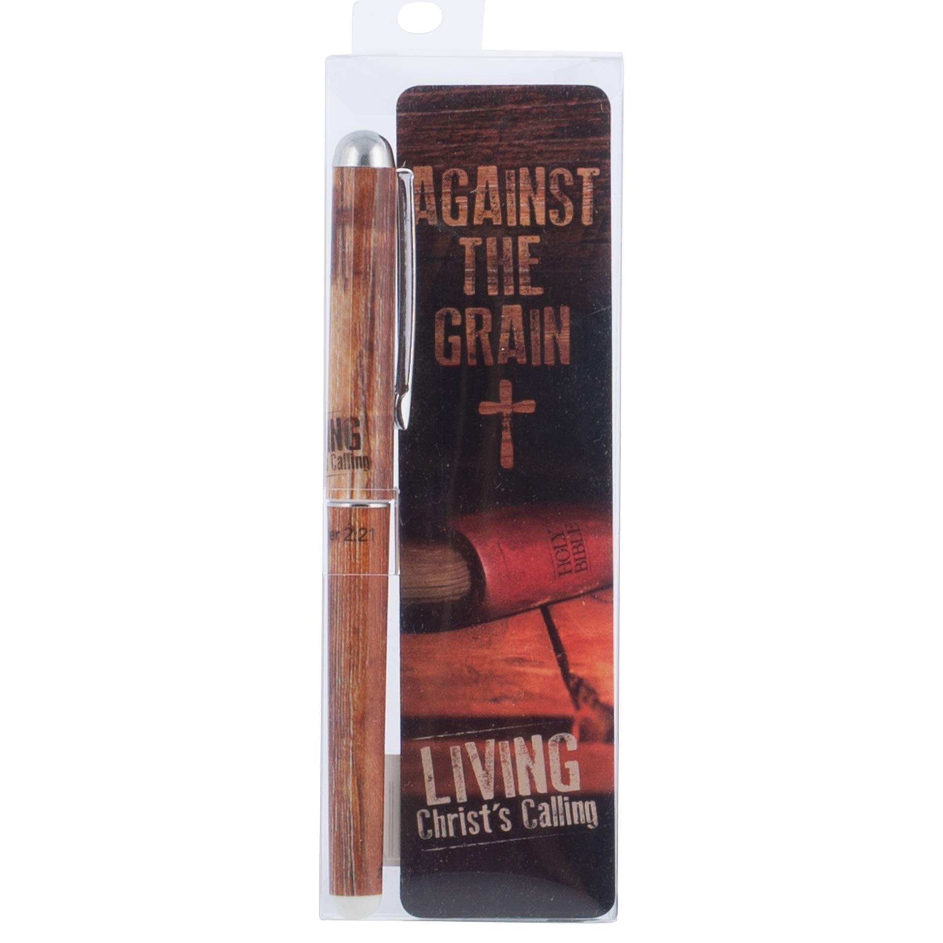 Christian Tools Affirmation Gift Set-Against The Grain Pen & Bookmark (1 Peter 2:21 ESV)