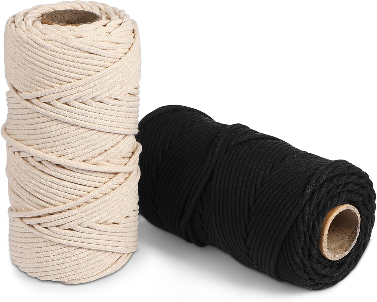 2rolls Cotton Macrame Yarn Decorative Twisted Cord for DIY Weaving Modern Macrame Rope Decor Weaving Cotton Thread Binding Ropes Packing