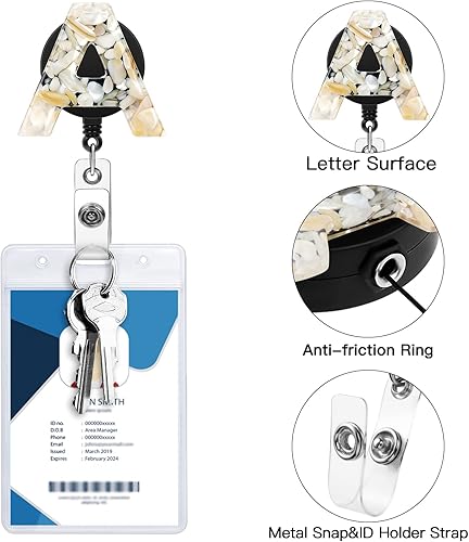 Miniatura 4 de Soleebee Paquete de 1 carrete retráctil para insignias, soporte retráctil de 24 pulgadas con clip de cocodrilo giratorio de 360, clip de
