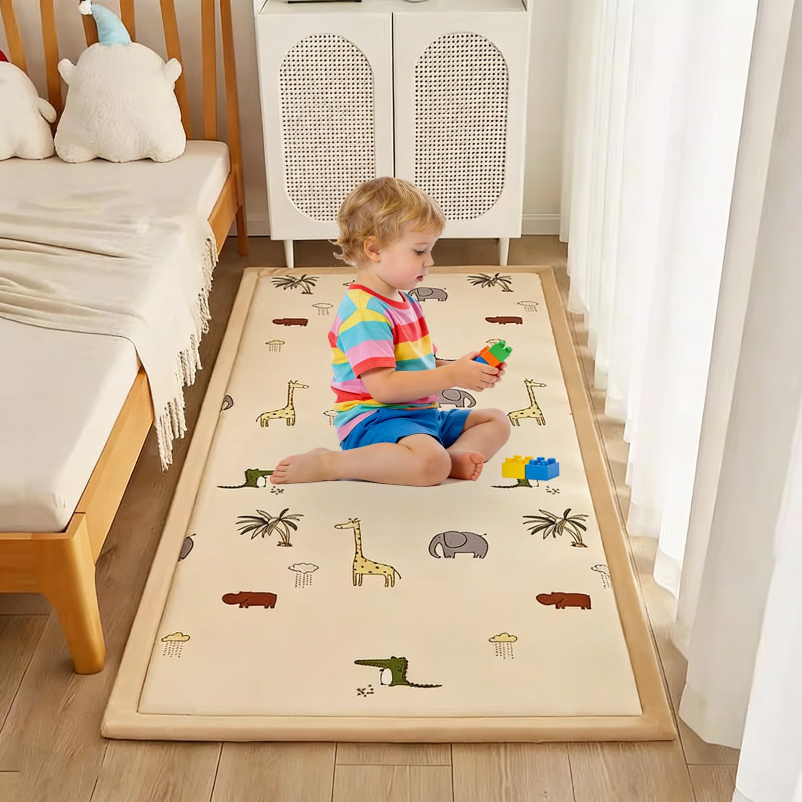 Krabbelmatte Baby Spielmatte Kinder 2cm Matte Spielmatte Baby Krabbeldecke Tatami Matte 150 x 200 cm Teppich für Kinderzimmer mit Memory-Schaum Groß Krabbelmatte Baby mit Rutschfester Unterseite