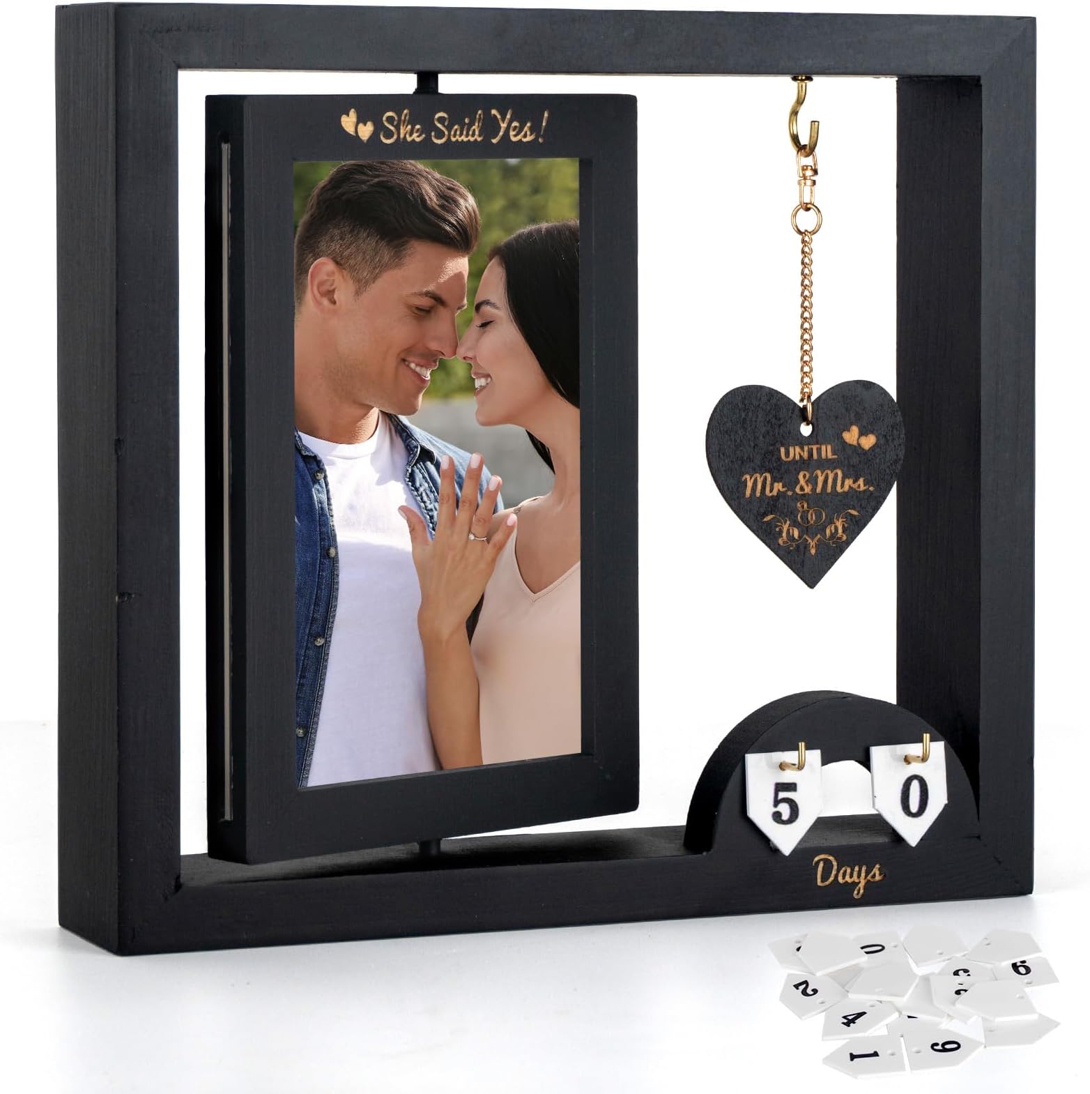 Wedding Countdown Picture Frame Engagement Gifts for Couple - gifts for newly engaged couples frame - engagement party decorations