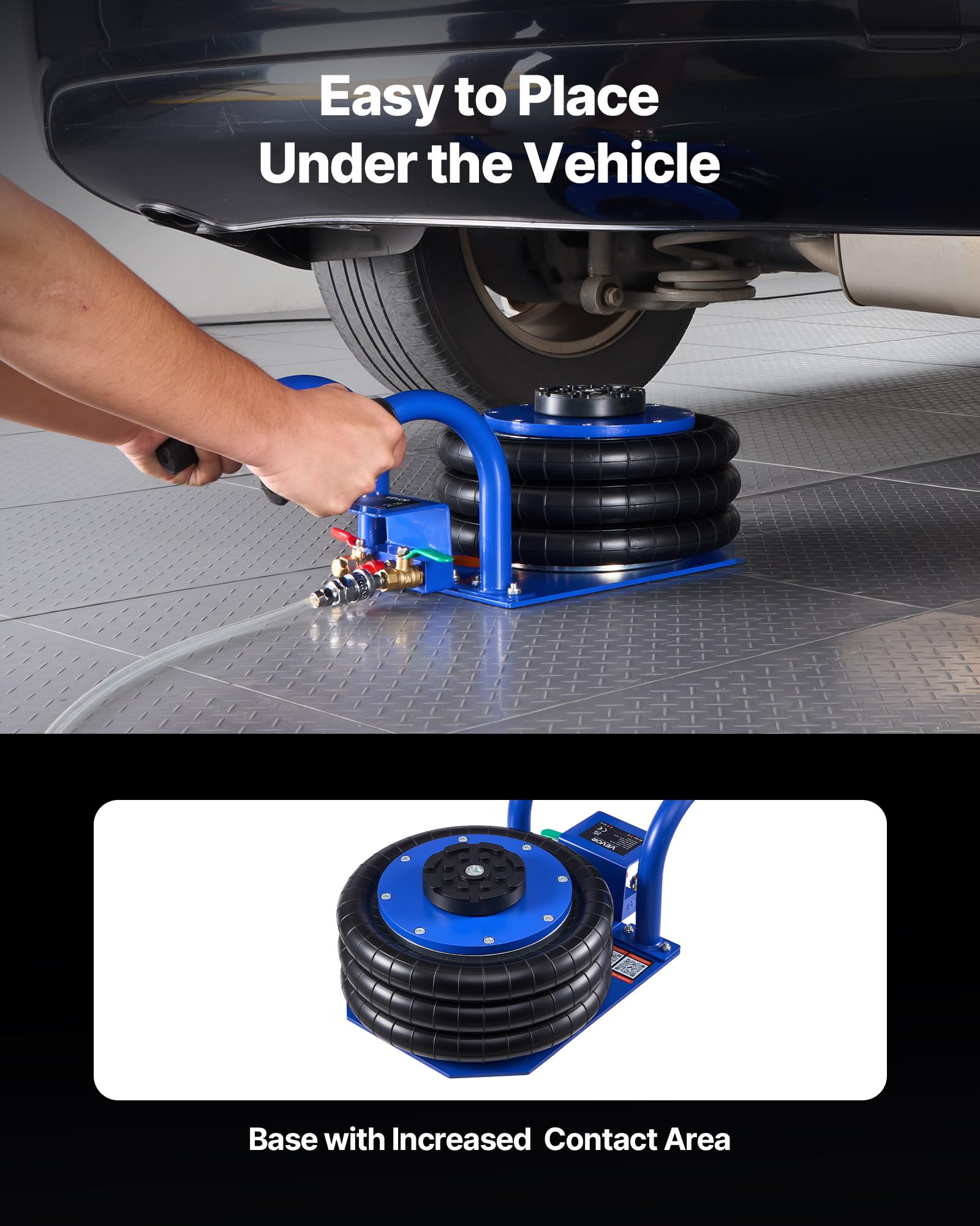 VEVOR Cric Pneumatico 3 Tonnellate 6 Tubi Acciaio Altezza 45 cm per Auto SUV Officine
