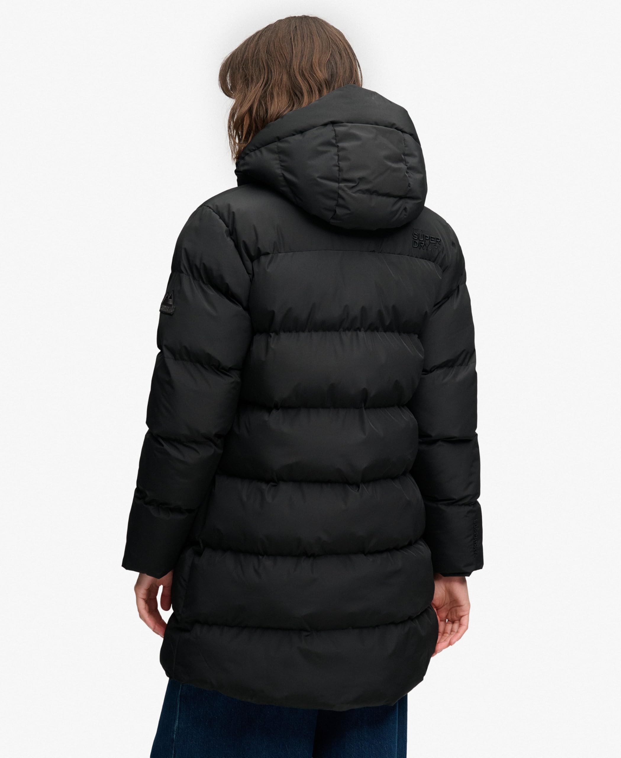 Superdry Damen Sportliche, mittellange Steppjacke mit Kapuze