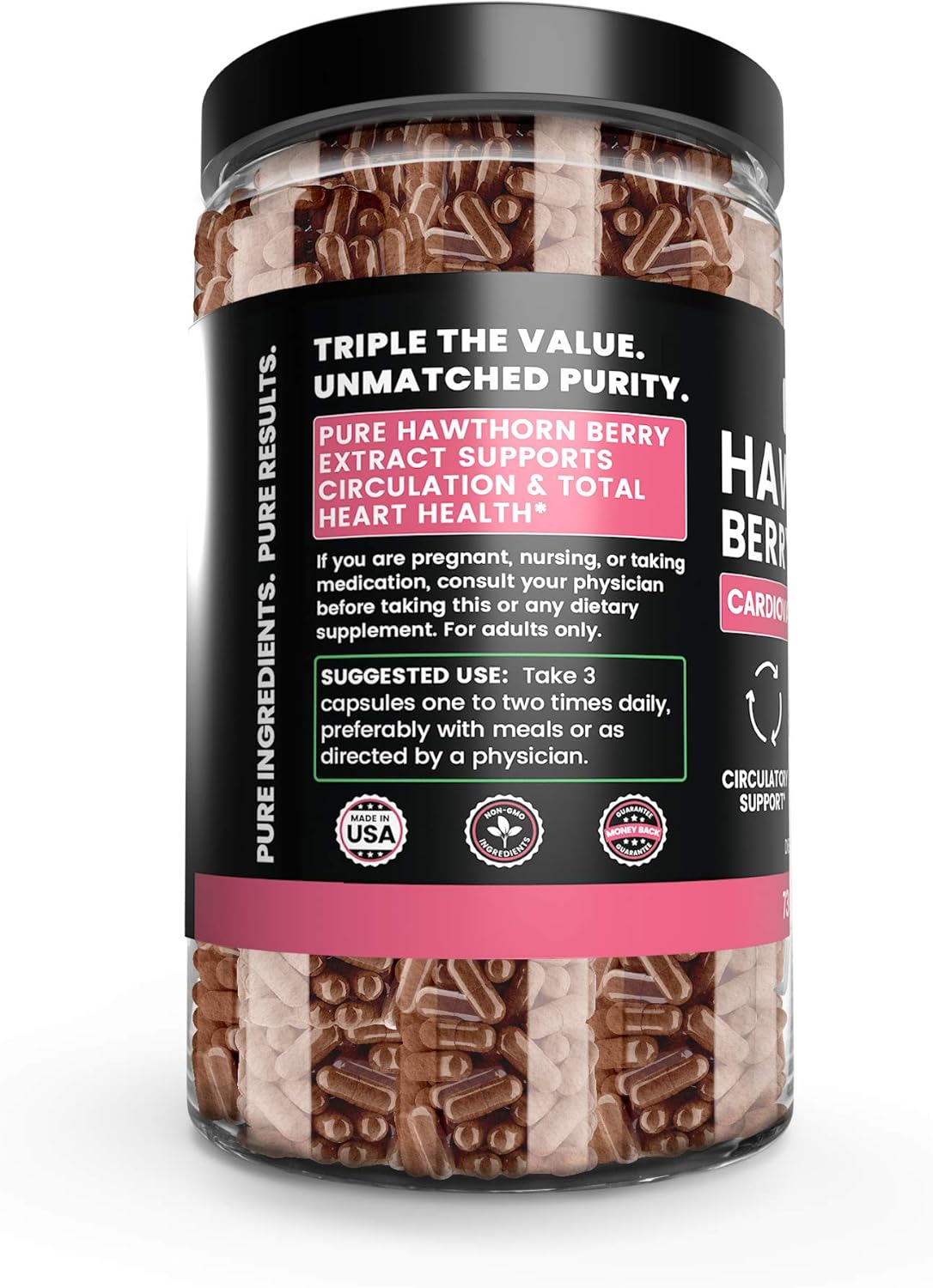 Hawthorn Berry Extract (730 Capsules) 100% Pure & Natural, Potent, Non-GMO & Gluten-Free, Made in USA (1275 mg Serving) : Health & Household