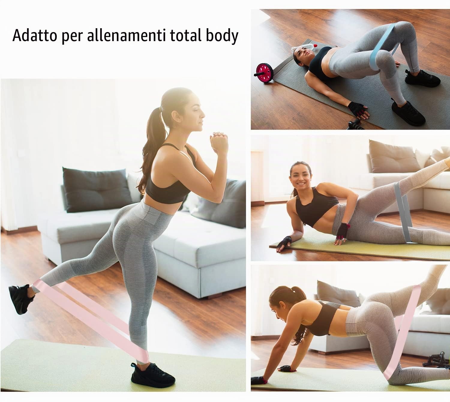 PROIRON Bande Elastiche Fitness con Griglia Antiscivolo, Elastici Palestra Fitness, Fasce Elastiche per Yoga, Pilates, Squats, Stretching, Allenamento di Forza