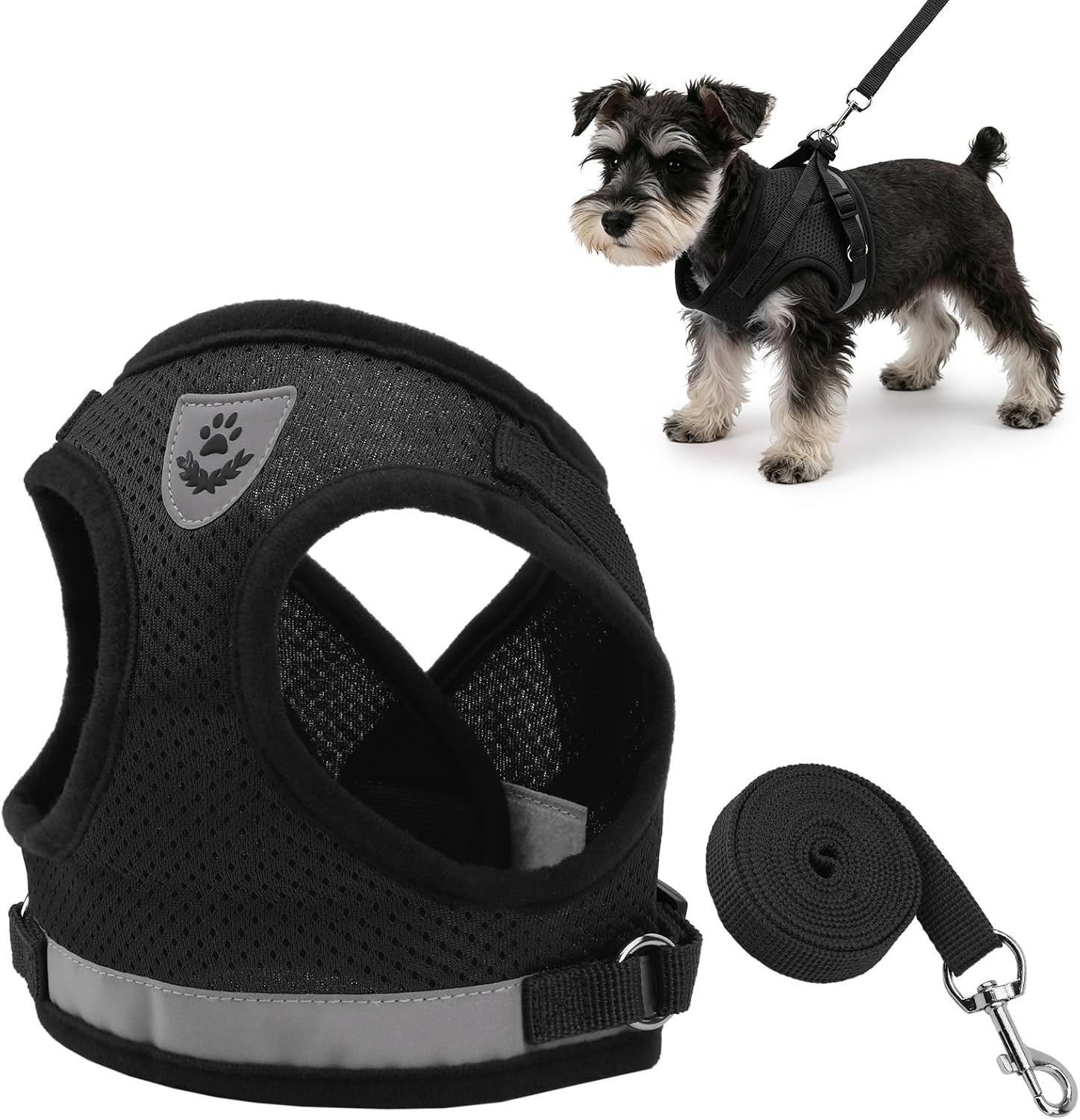 Hypeety Step-in Dog Harness No-Pull Reflective Air Vest, Black, M